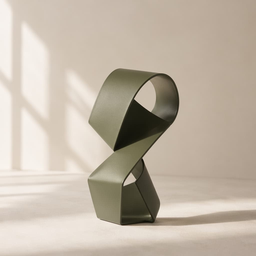 Abstract Metal Sculpture — A single modern line, paused mid-air.