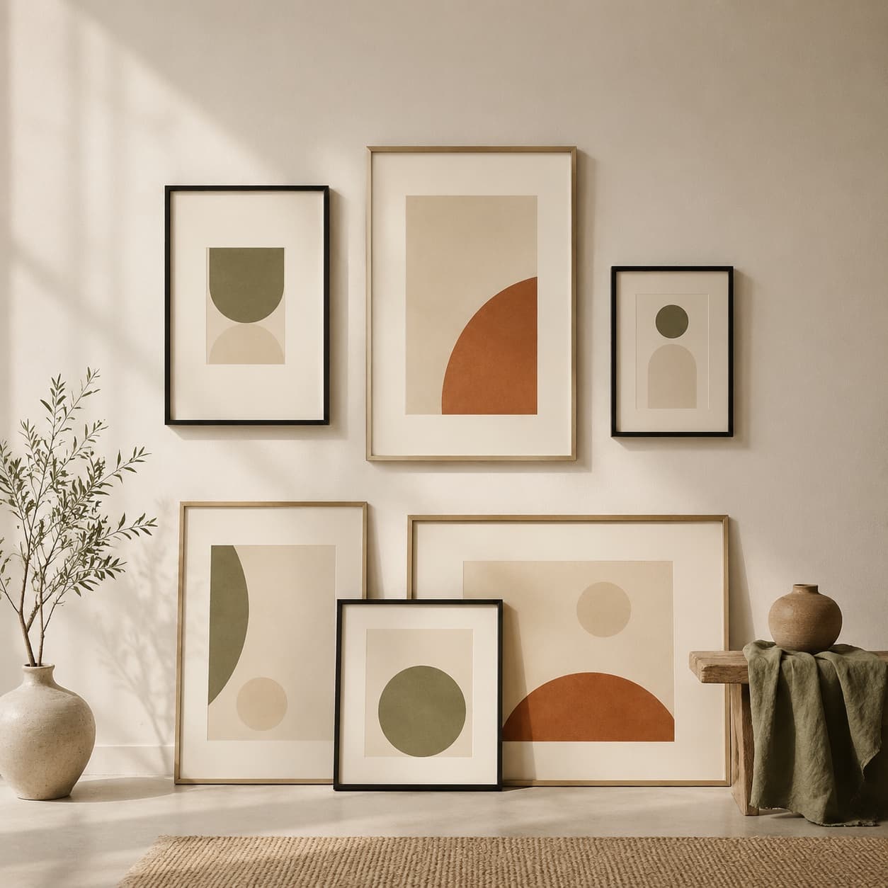 Metal Frame Gallery Set styled in a modern room