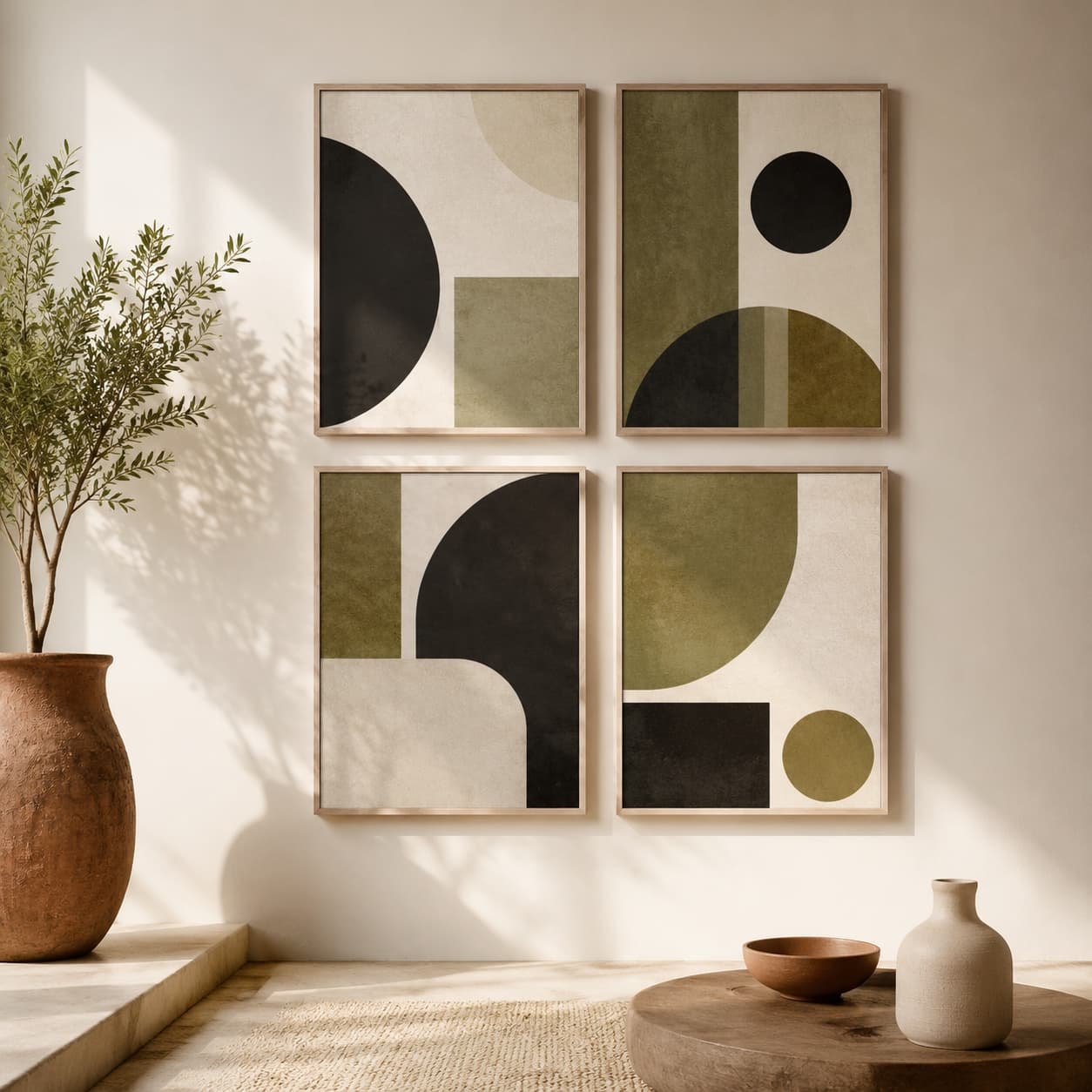 Modern Wall Art Print Set — Abstract, geometric, mono.